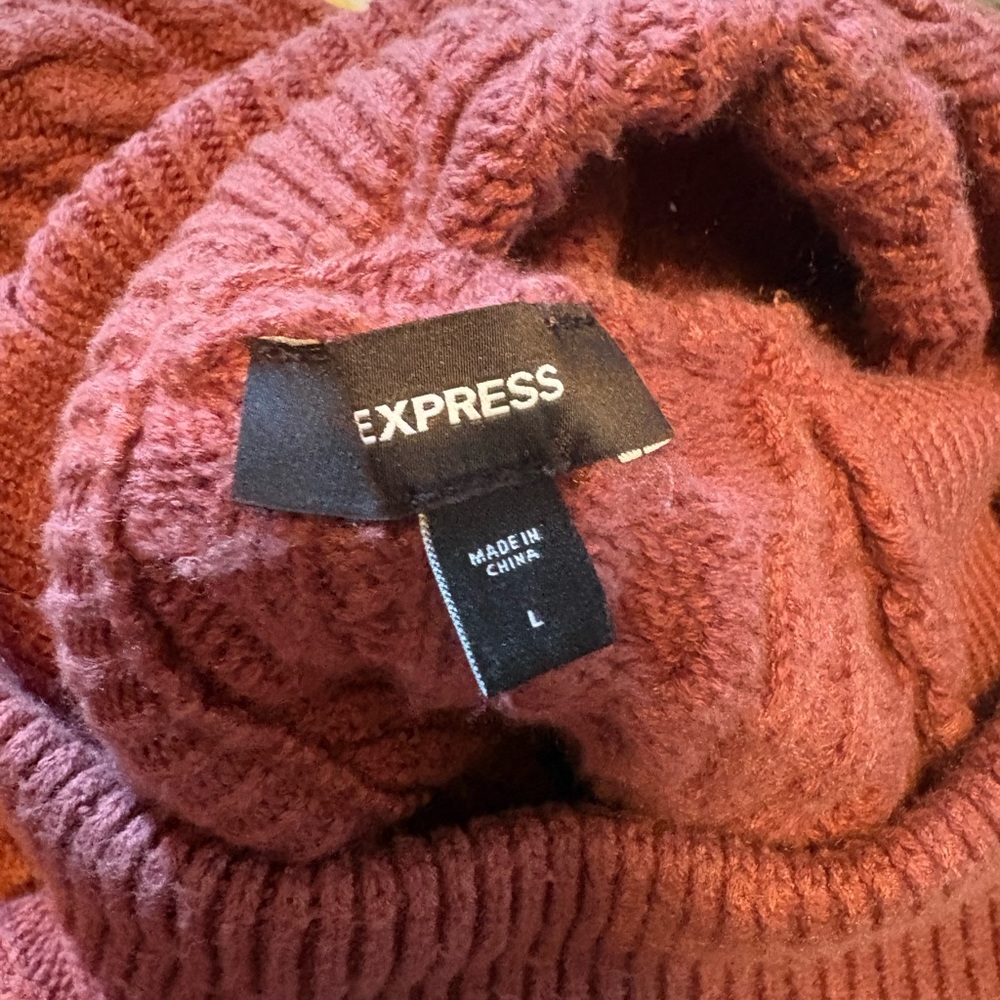Express Pink Cable Knit Cowl Sweater - Picture 3 of 4